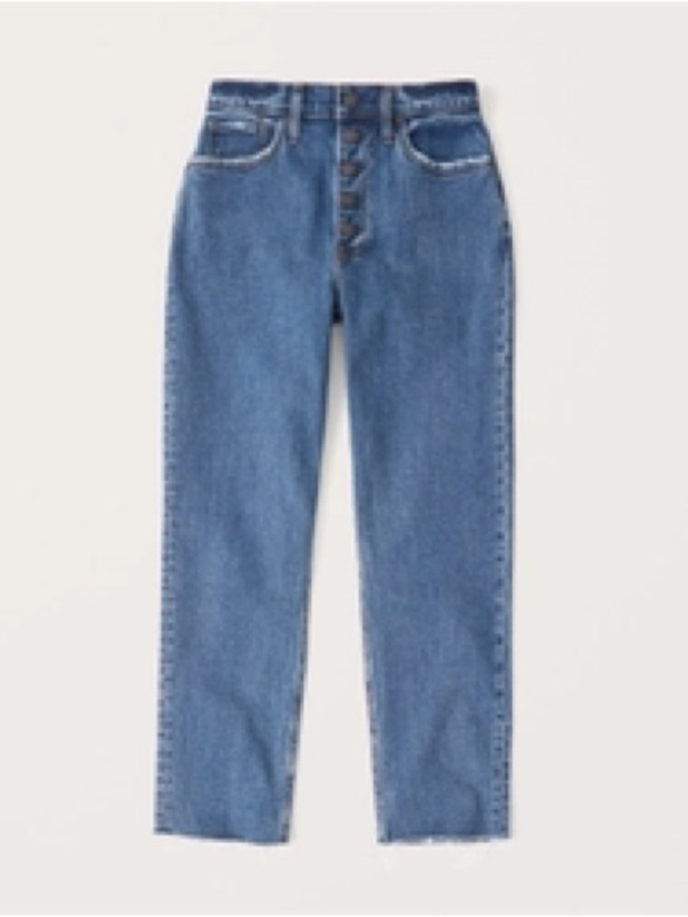 Abercrombie & Fitch High-Rise Button-Fly Ankle Straight Jeans - Medium wash